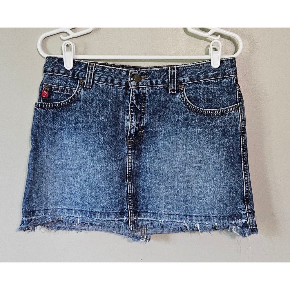 Vintage Mudd Jeans Denim Mini Skirt Medium Wash Raw Hem Y2K Size‎ 7